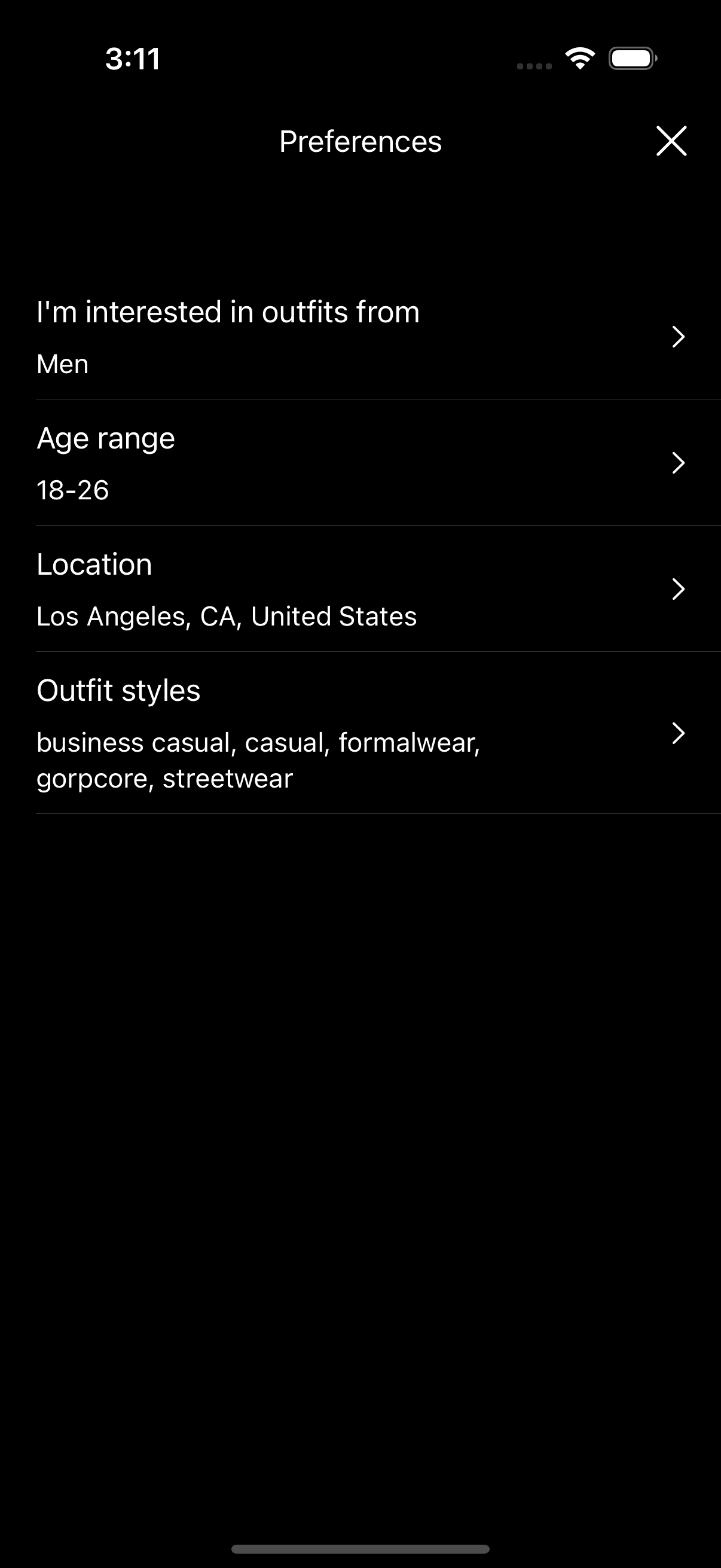 preferences
